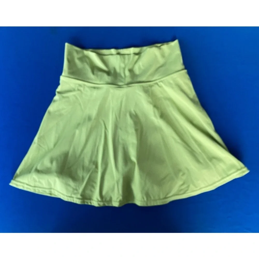 Qinsen NWOT Athletic Skort Lime Green High Waisted Active Mini Skirt Shorts XL